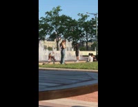 Woman black tube WAP dance water fountain