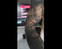 Mans tattoo of skywalker looks like tyrion lannister when flexed 