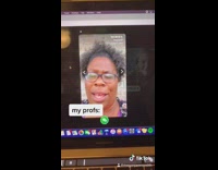 Girl records intro video for bio class 