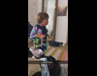 Brother smells socks and then coughs and gags