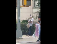 Collab winy - Old man on street feed some pigeons