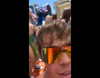 Guy in rainbow glasses wants more beer