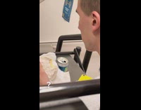 Guy in glass eating entire wheel of cheese 