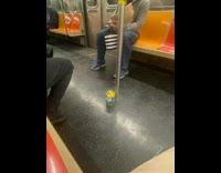 Jar of pickles in train aisle 