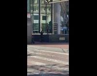 Beard guy police costume big cigarette street