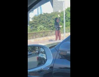 Black leather jacket girl dances parking lot