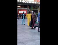 White mask shirtless guy red flannel pants 