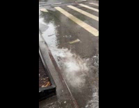 Collab WINY - Steam come out from water puddle on street