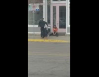 Red shirt girl pink door world ending