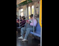 Collab Subway_Creatures - Man wears jumper with plushy on chest