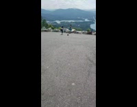 Woman cross leg sit on rock photo shoot