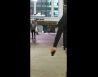 Two girls tiktok dance guy water fountain 