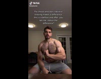 Man Compares Before and After Arm Shave