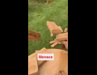 Guy knocks over jenga tower during game