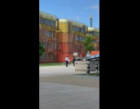 Man toga hat photo shoot orange building  bars