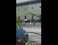 Woman lift and drop car bumper street