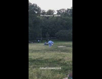 Blue onesie person acts like ostrich animal 
