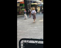 Girl pretends to walk for photo