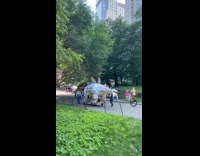 Paper mache dinosaur rolls with pride colors