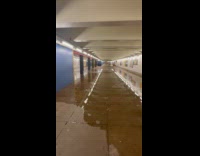 Ceiling burst water inside the subway station