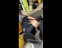 Guy runs and knocks into friend garage