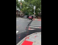 Meat on griller left on sidewalk
