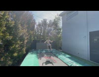 Blue max trampoline backyard backflips fail 