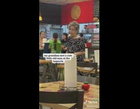 Old woman hitting on men in taqueria 