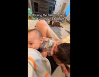 Collab ClipsIG - Mom nurse baby to sleep toddler plays