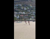 2 lifeguards race at beach Part 1 