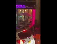 Guy eats food table restaurant rain storm 