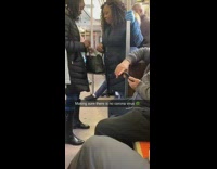 Blue disposable gloves subway lady jacket corona 