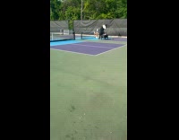 Woman lie down pose at tennis court