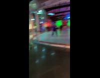 Guy roller skates into glass wall of rink