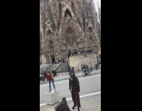 girl red sweater old church picture