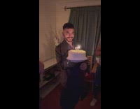 Guy drops cake while singing happy birthday 