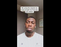 Me using the airpods my mom bought 