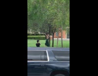 Green dress girl wine glass blue truck 