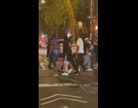 Guy blue pants brown boots target bag