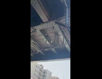 Pigeon bird hangs train station roof string