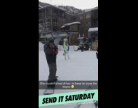 Girl with heeled boots picture snow board