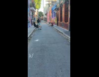 Collab IITW - Woman leather jacket boots poses street photography