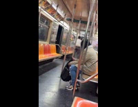 Guy shows random man shouting at train