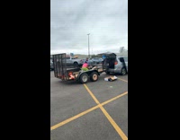 Wagon tied up to the car backseat 