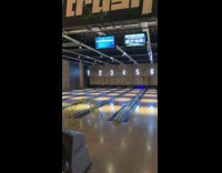 Man throw bowling ball on ramp get strike
