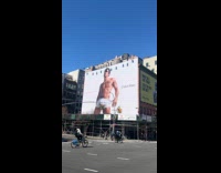 Shirtless man mimics Calvin Klein ad campaign