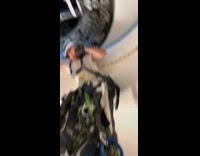 Construction workers inside wind turbine slowing it down 