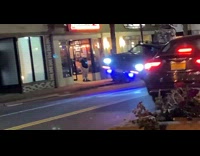 Vintage Car Drives Balancing on One Side 