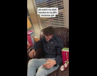 Dad reaction huge christmas present sword