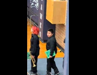 Kid finds filmer and smiled for recital